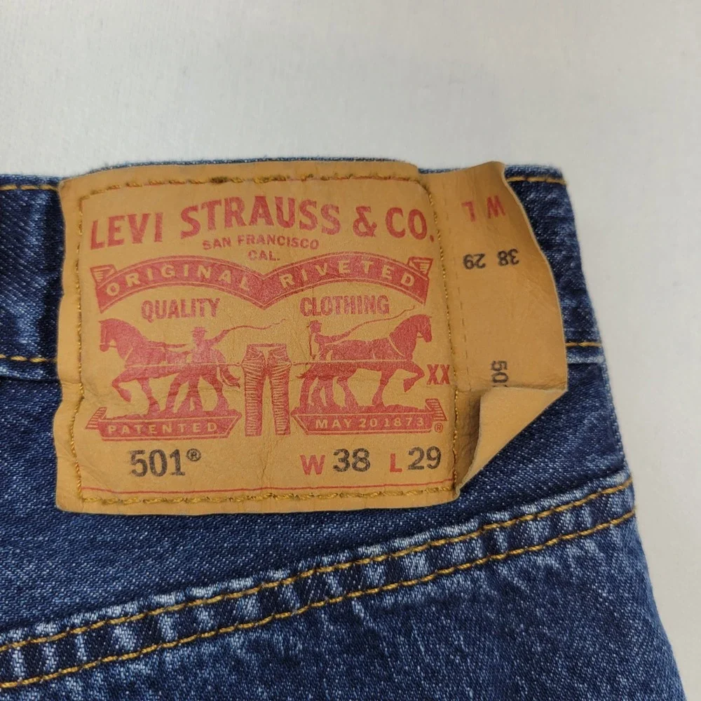 Levi's 501 Original Fit Jeans Mens 38x29 Blue Straight Leg Button Fly Denim